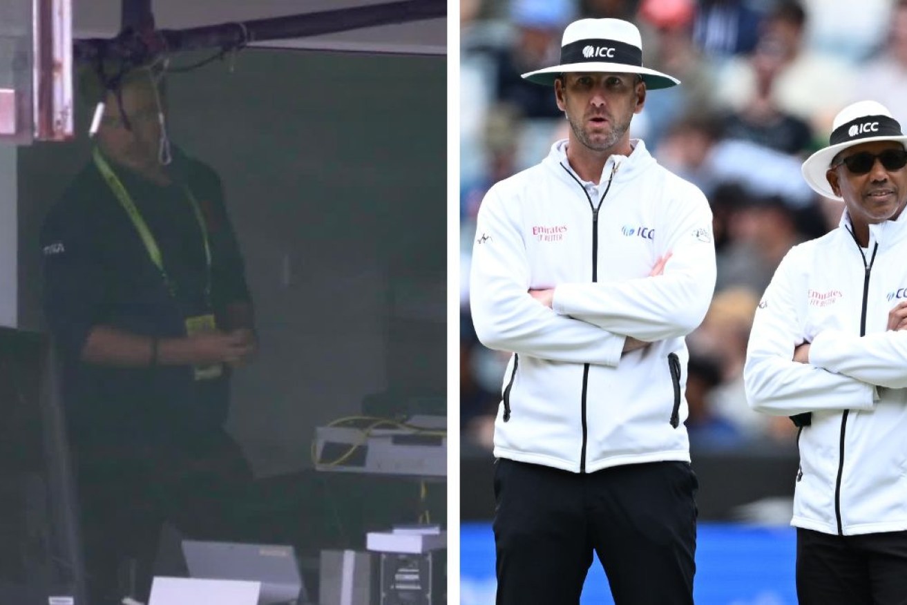 Play was delayed after lunch because of the third umpire was stuck in a lift at the MCG.