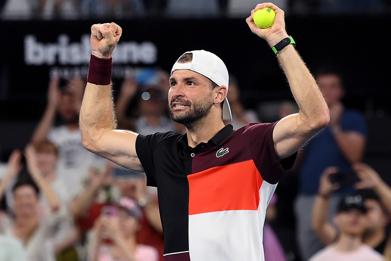 Grigor Dimitrov has ended a six-year trophy drought with an emotional Brisbane International win.