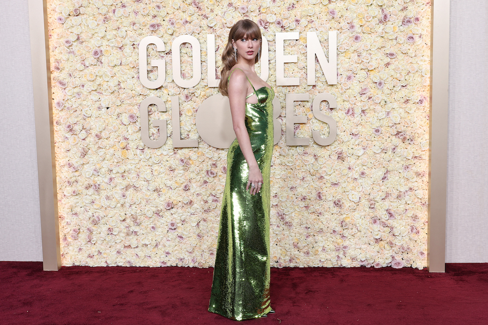 Pictured is Taylor Swift at the Golden Globes