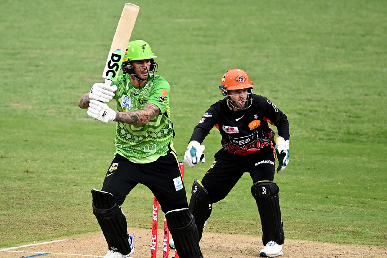 Alex Hales on his way to a half century for Sydney Thunder against Perth on Monday.