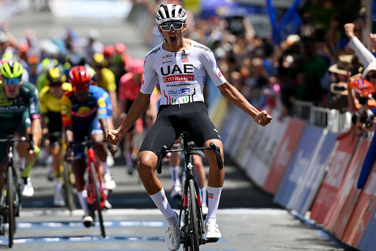 Isaac Del Toro is overall leader after winning the second stage of the Tour Down Under on Wednesday. 