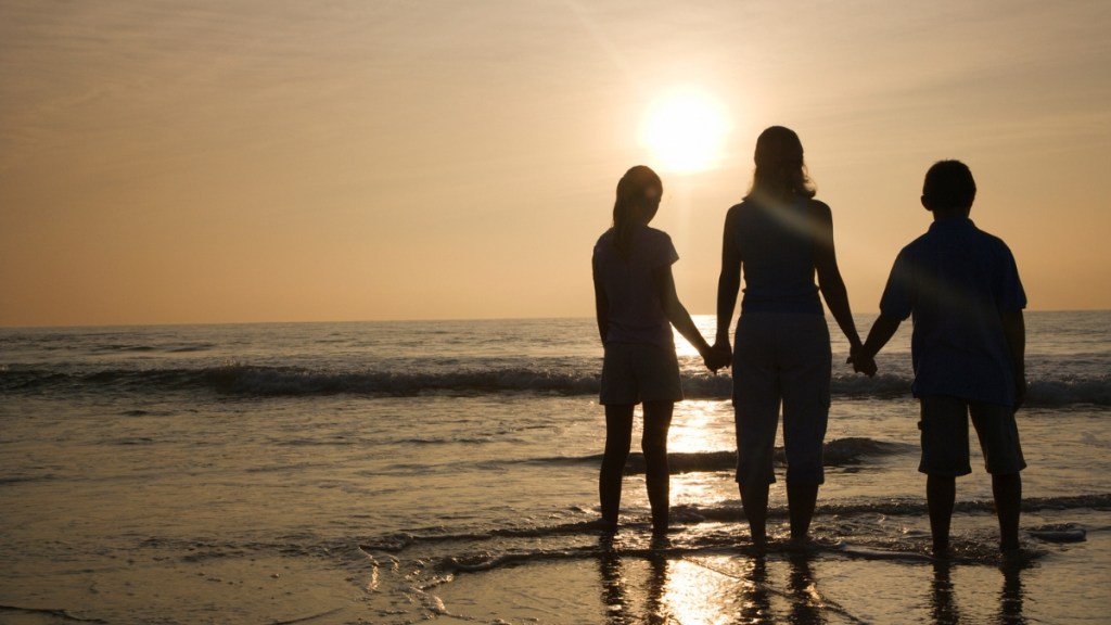 Teenagers travel beach silhouette