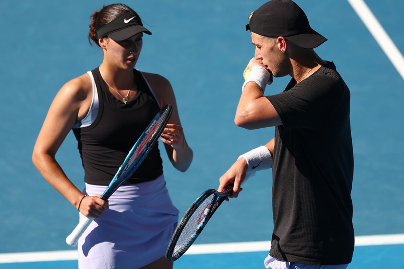 Jaimee Fourlis and Andrew Harris are through to the semi-finals of the Australian Open mixed doubles.