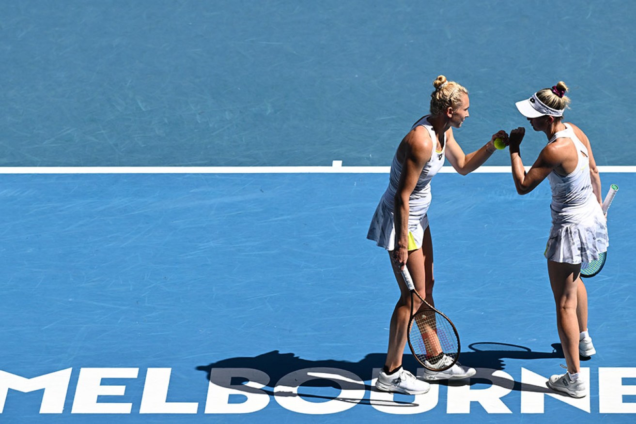 Katerina Siniakova and Storm Hunter have won through to the Australian Open doubles last four. 