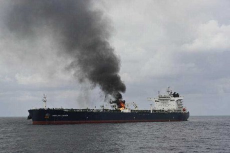 Warships aid burning Red Sea tanker’s crew extinguish blaze after Houthi missile hit