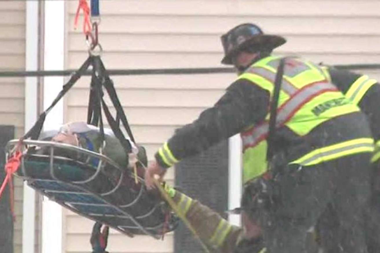 The woman was taken to hospital with serious injuries after her ordeal.