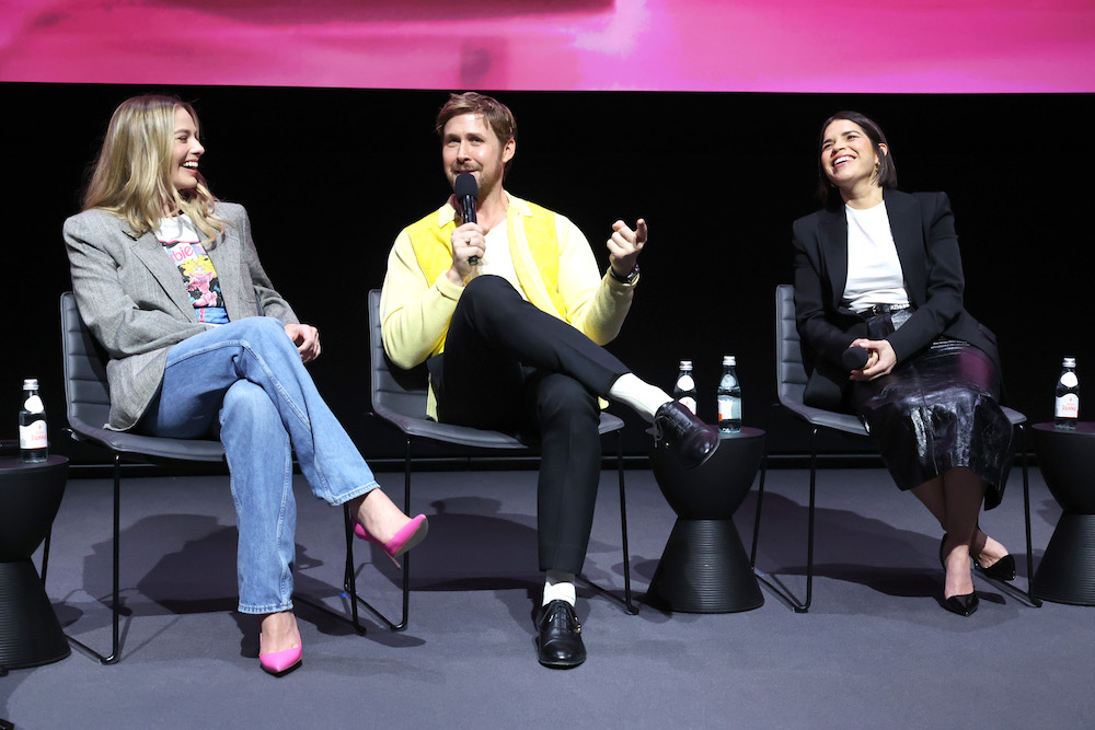 Margot Robbie, Ryan Gosling and America Ferrera seen at Warner Bros.' "Barbie" Los Angeles Special Screening at the Academy Museum on January 30, 2024 in Los Angeles, California.