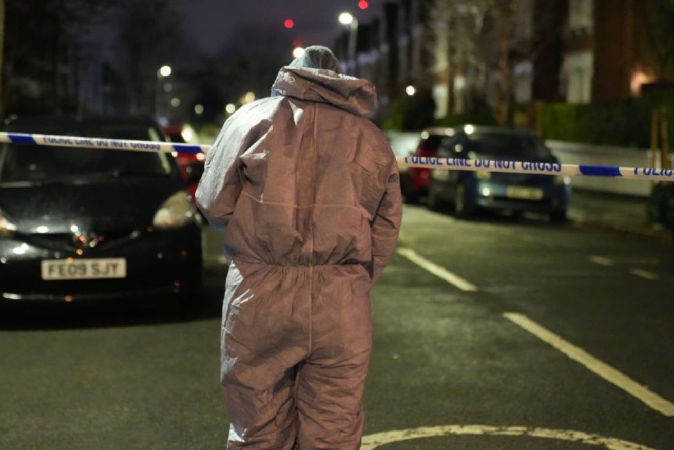 The attack site is closed off in Clapham, London. 
