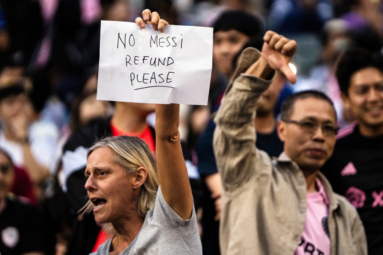 Fans weren't happy when Lionel Messi didn't play in a much-touted exhibition match in Hong Kong.