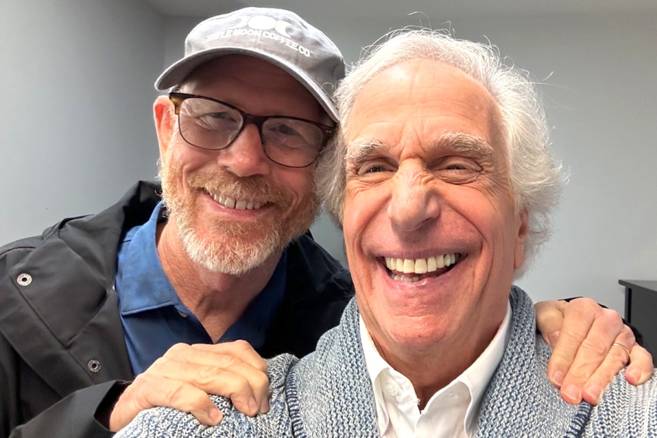 Happy days are here again – Ron Howard with Henry Winkler in Sydney this week.