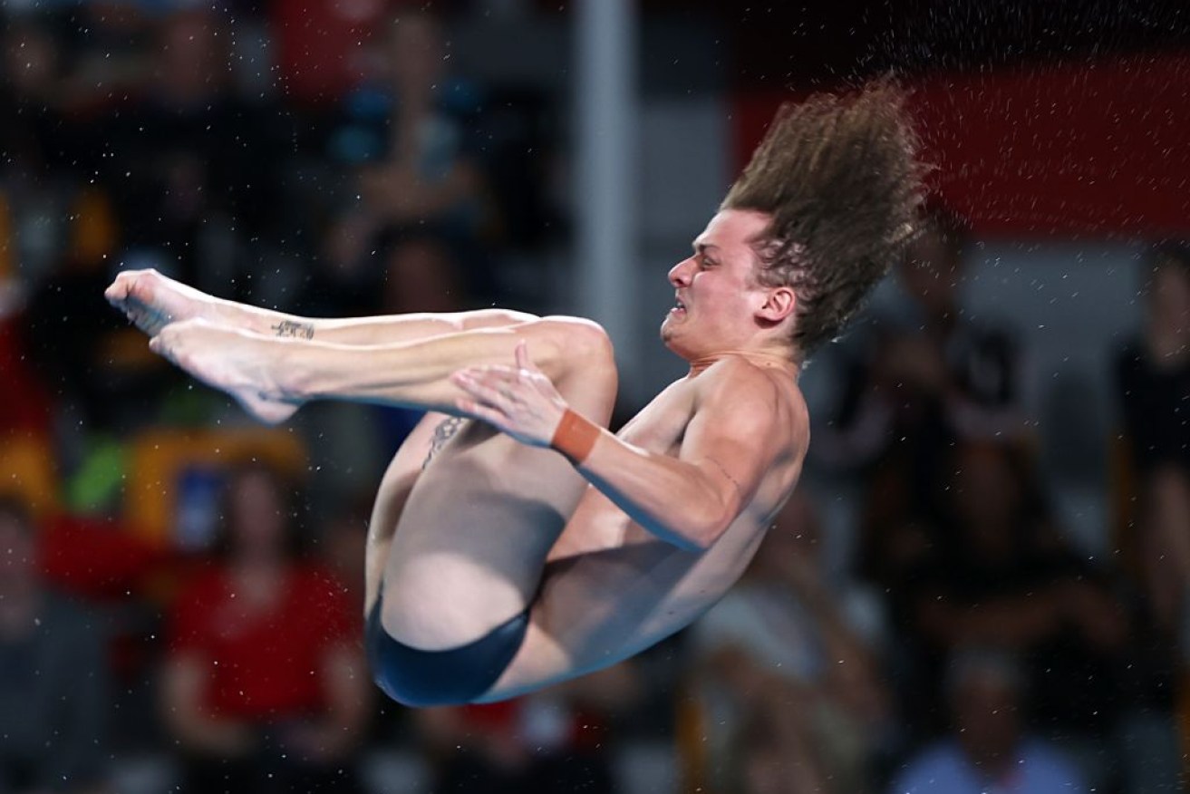 Cassiel Rousseau competes at the World Aquatics Championships in Doha, Qatar.