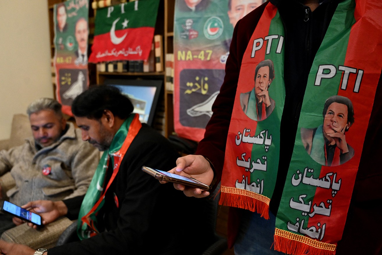 Supporters of Imran Khan's PTI party held protests in Pakistan before the vote tally was released. 