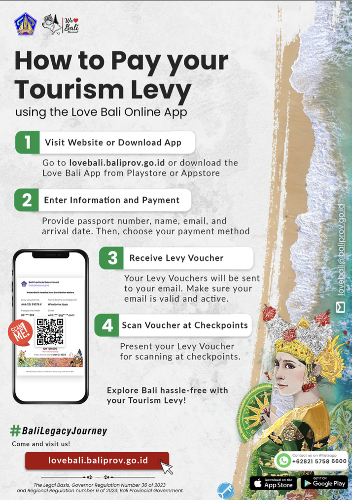 pictured is a Love Bali brochure on how to pay the levy