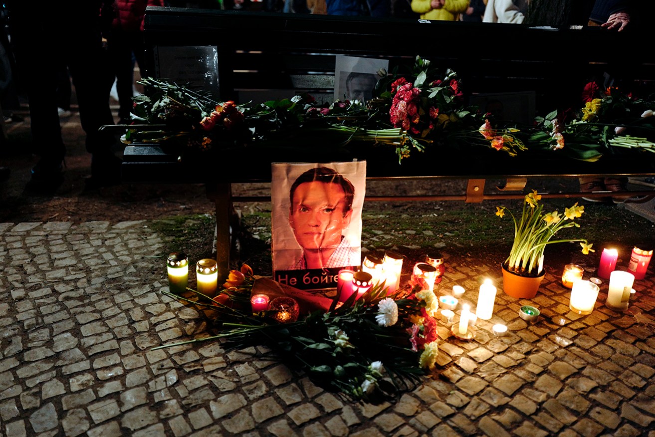 A vigil for Alexei Navalny in front of the Russian Embassy in Berlin is among numerous held around Europe.