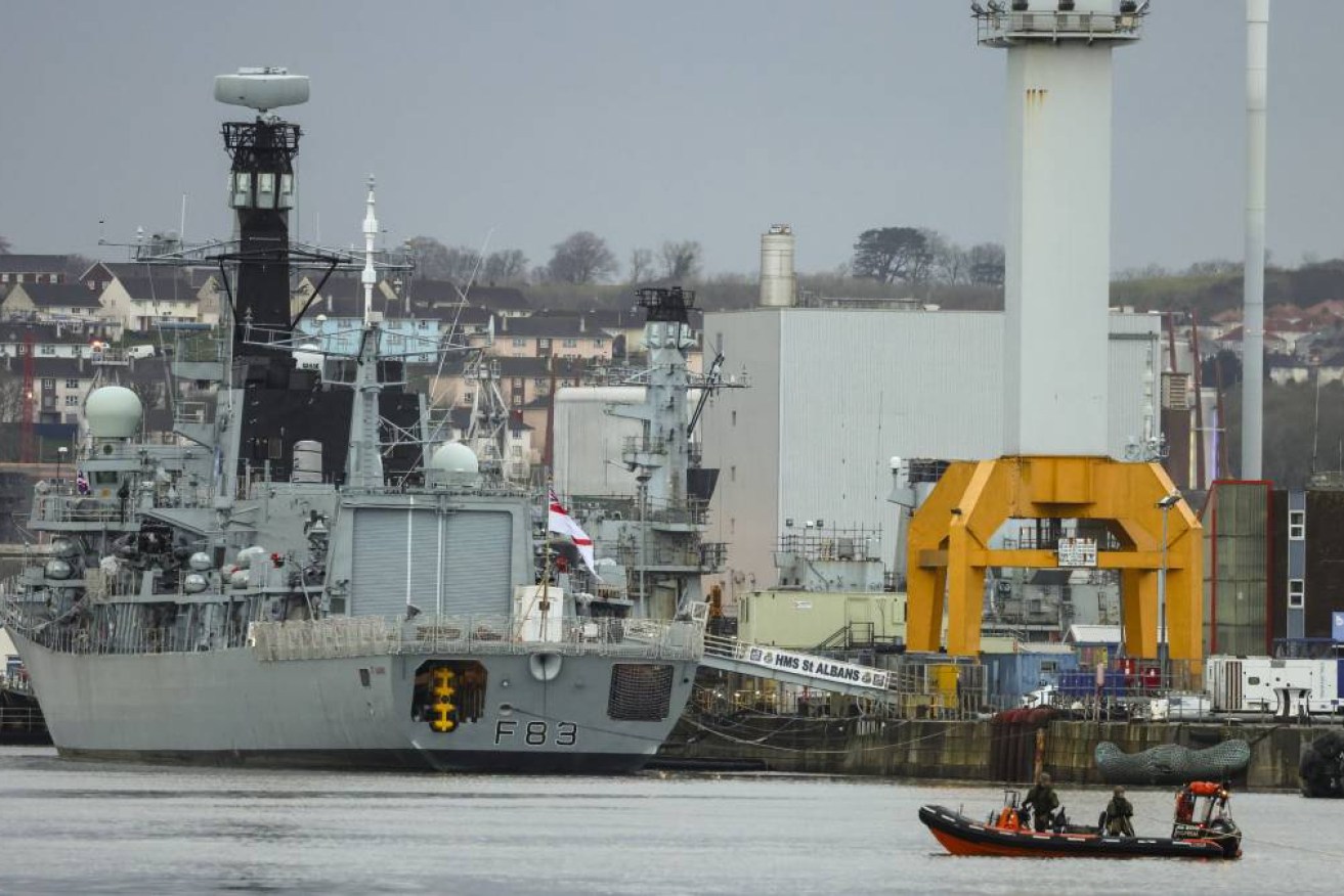 Royal Navy Bomb Disposal Team leaving the slip to Torpoint Ferry as they dispose of the WWII bomb discovered in Keyham in Plymouth.