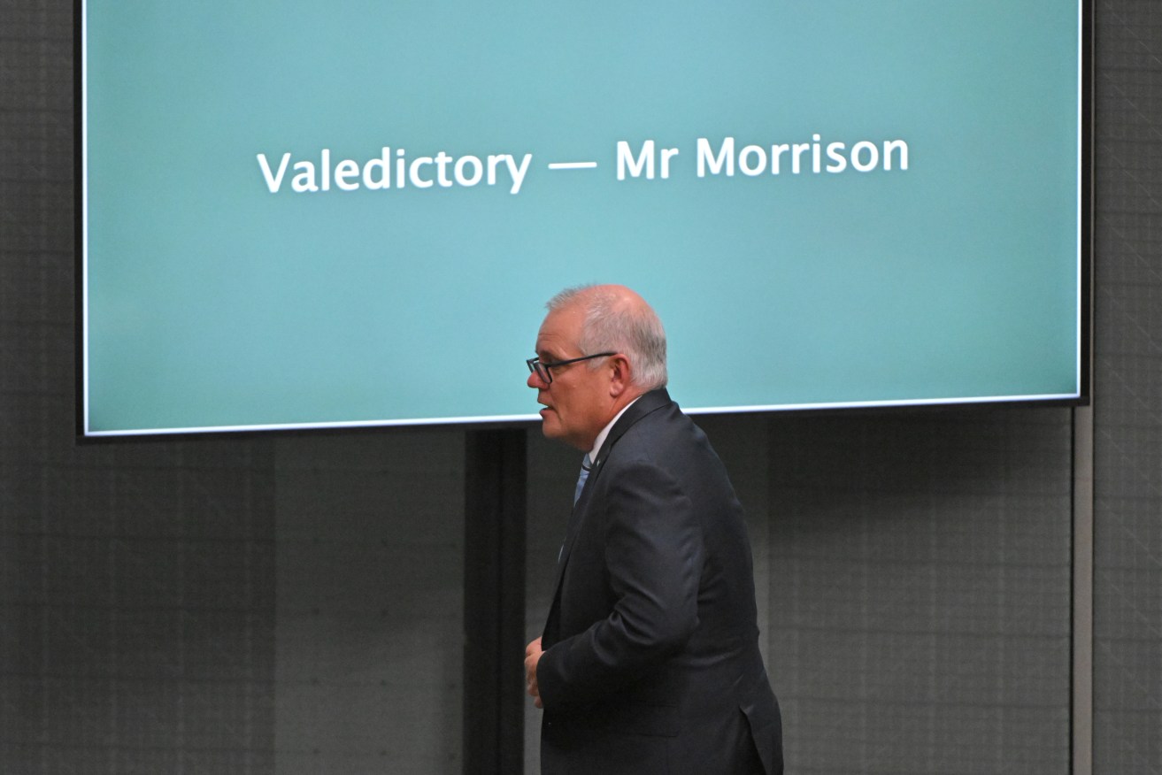 Former prime minister Scott Morrison after his valedictory speech in Parliament on Tuesday.
