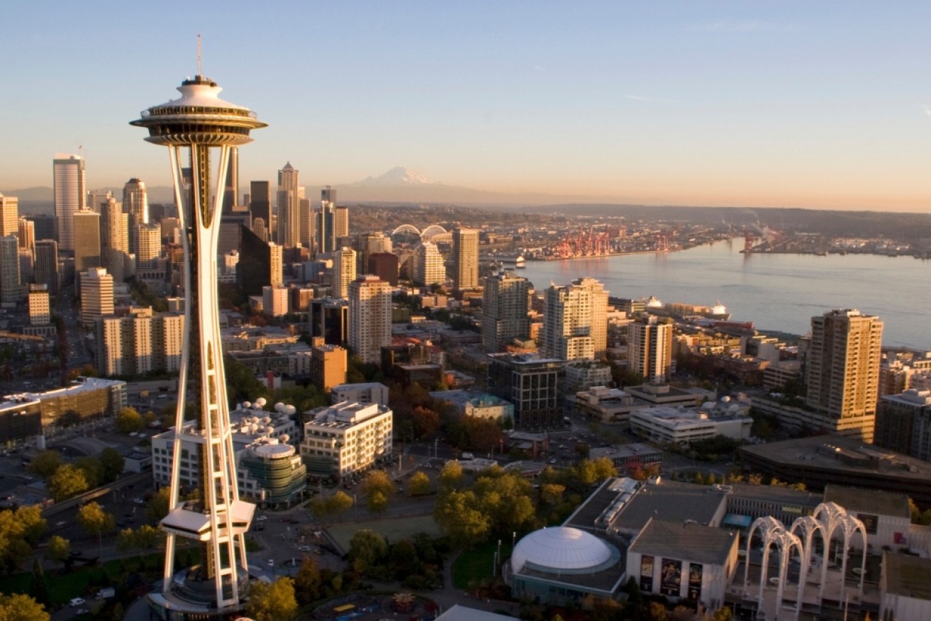 The Seattle skyline, presided over by architectural landmark the Space Needle. 