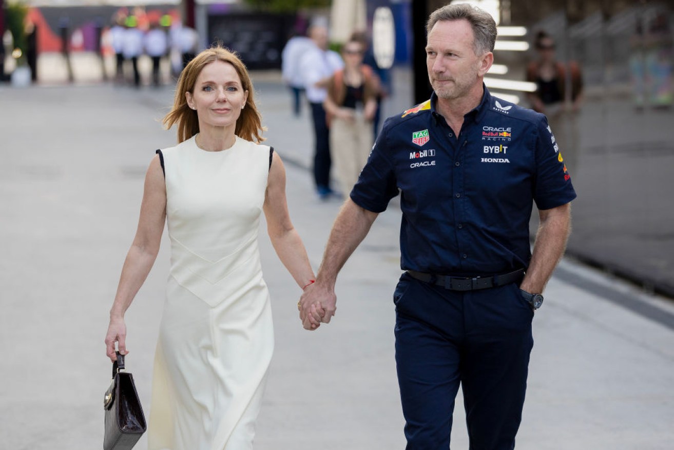 Red Bull team principal Christian Horner with wife Geri Halliwell before the Bahrain Grand Prix.