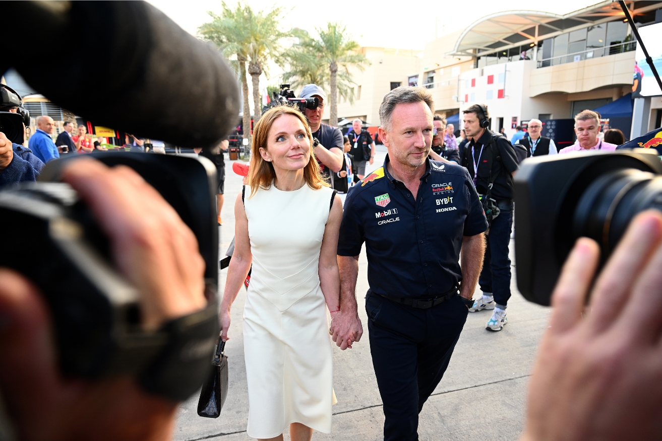 The couple held hands and smiled at the launch of the Bahrain Grand Prix.