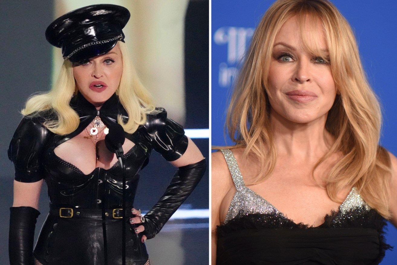 Kylie Minogue and Madonna rocked the crowd in Los Angeles on International Women's Day.