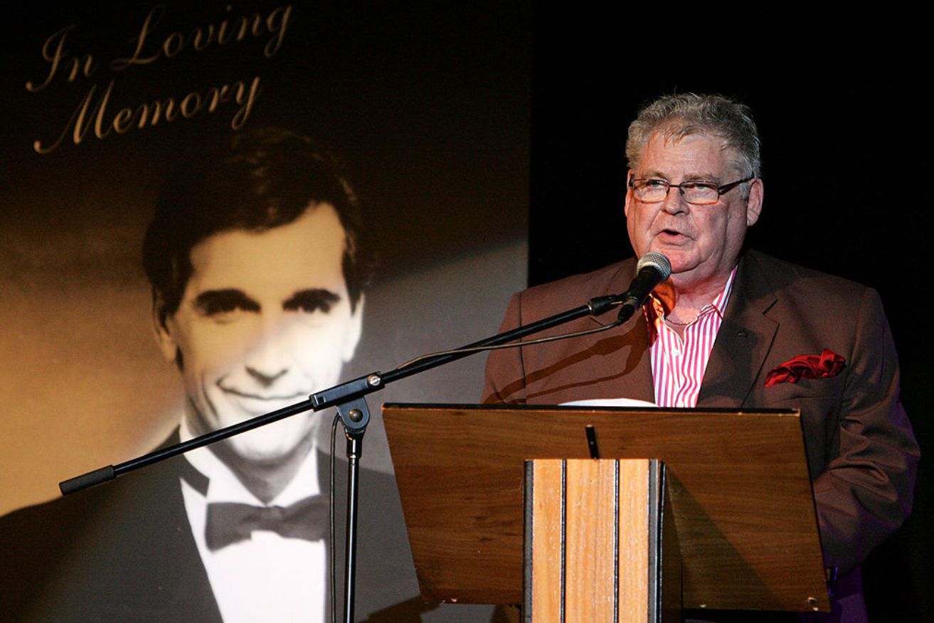 Mike McColl Jones speaks during the Don Lane Public Memorial Celebration in 2005. 