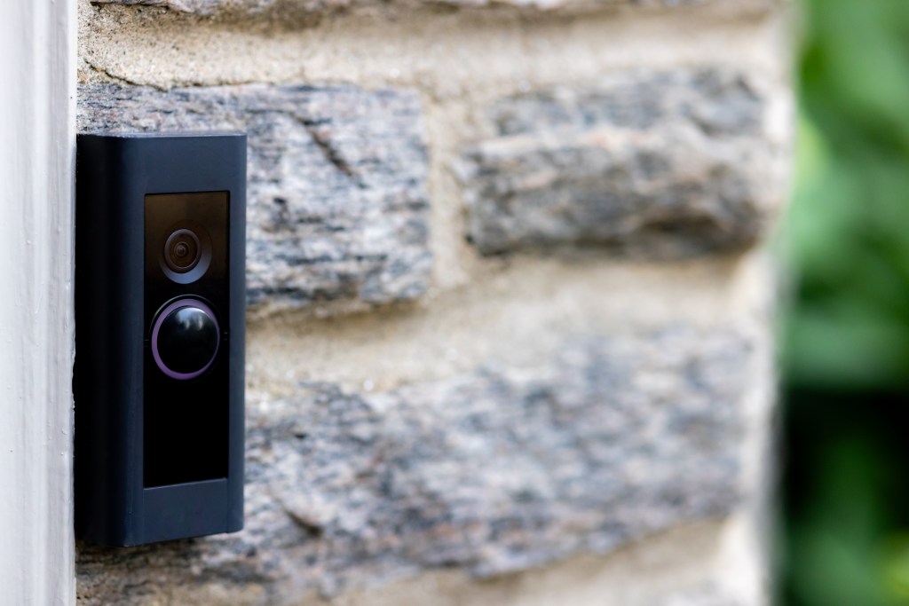 pictured is a doorbell camera