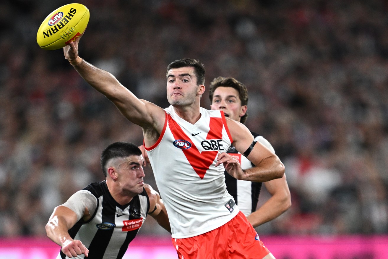 Logan McDonald of the Swans during the AFL Round 1 match between the Magpies and the Sydney Swans on Friday night. 