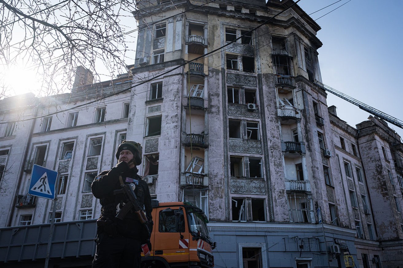 Debris from the Russian attack damaged schools, residential buildings and industrial facilities. 