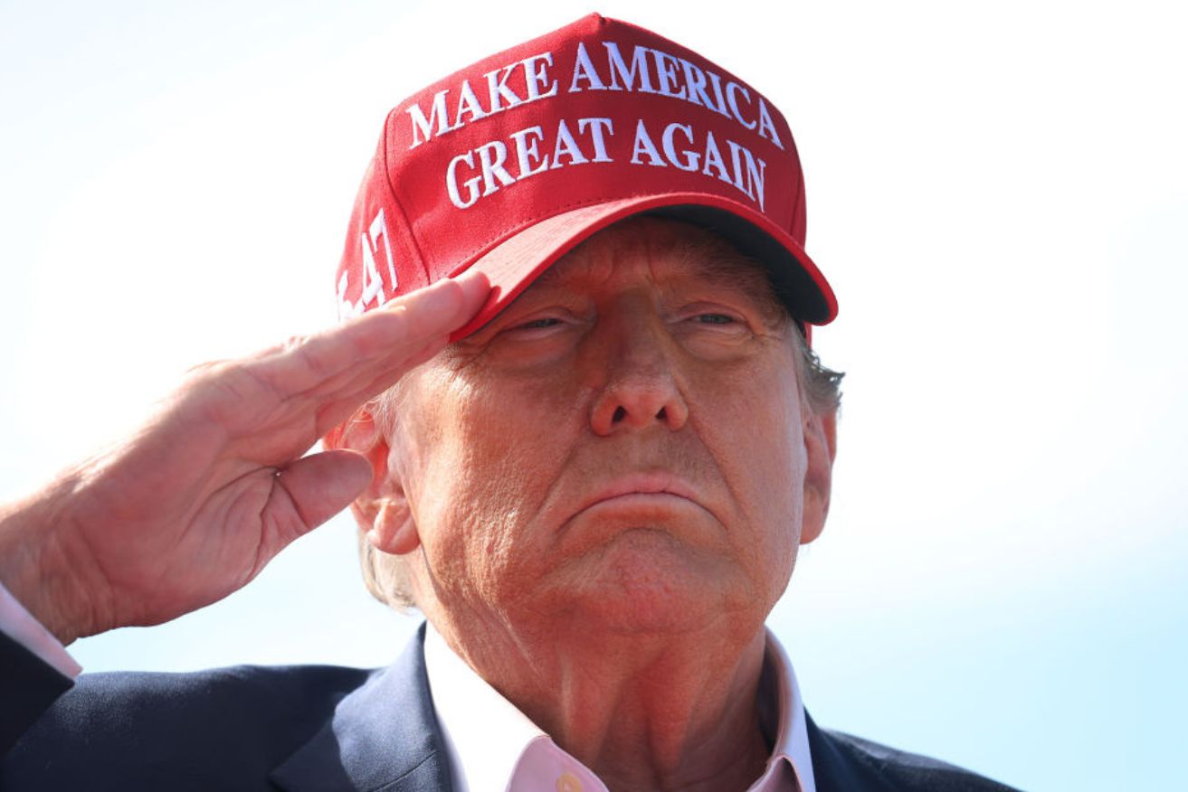 Donald Trump arrives for a rally at the Dayton International Airport last week. 