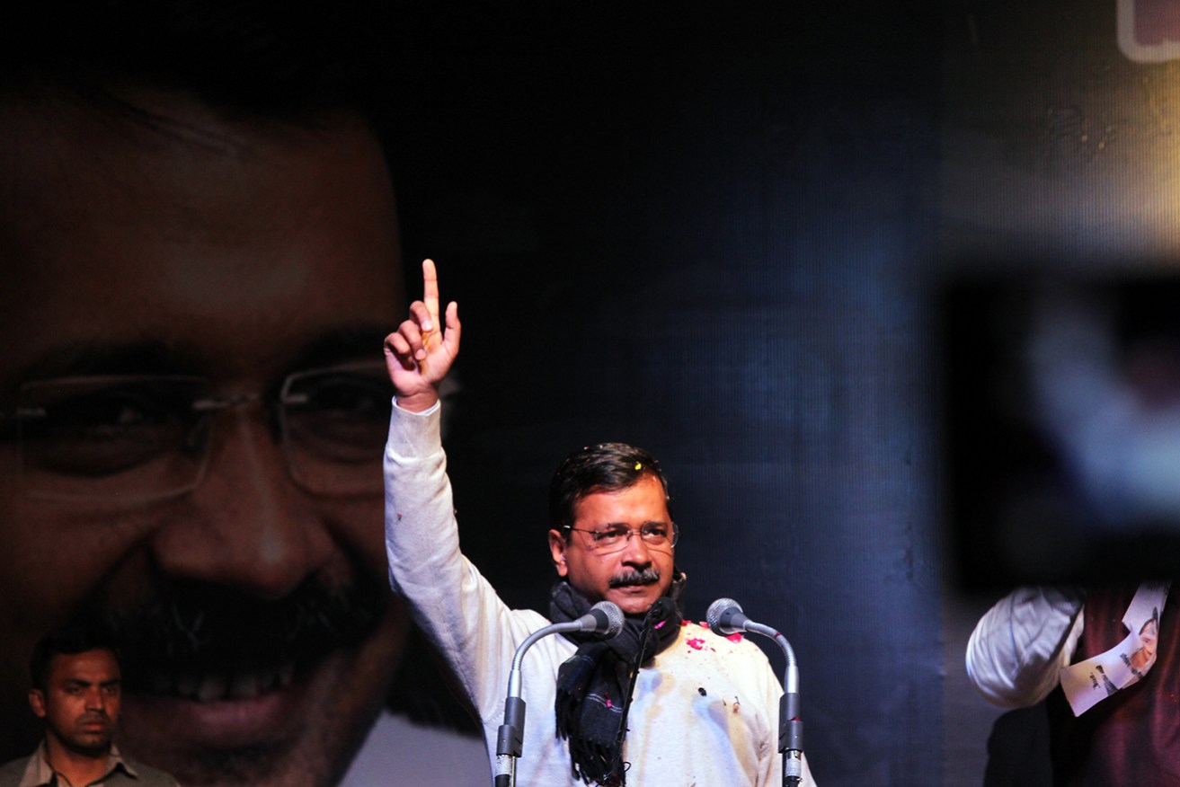 Aam Aadmi Party leader Arvind Kejriwal, pictured in February 2020, was arrested by the federal police on March 21. 