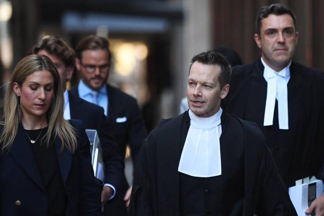 Network Ten lawyer Dr Matthew Collins KC (second right) arrives to the Federal Court of Australia in Sydney, Tuesday, April 2, 2024.