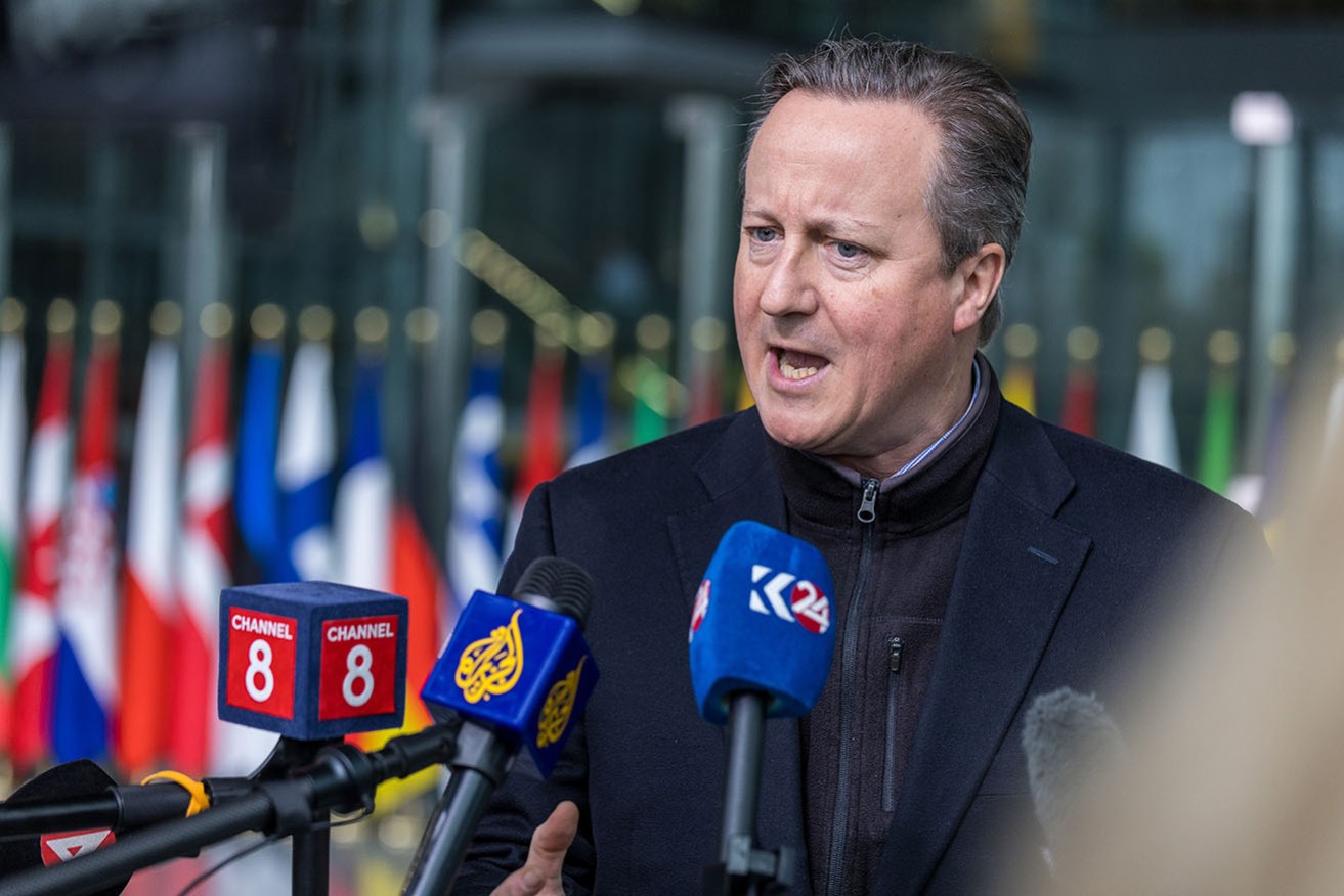 British Foreign Secretary David Cameron is among the NATO foreign ministers meeting in Brussels. 