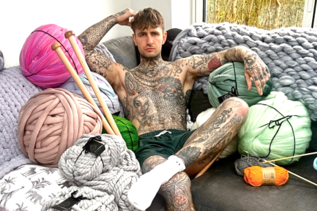‘Tattooed Knitter’ Dan Soar sets world record for 24-hour knit-a-thon