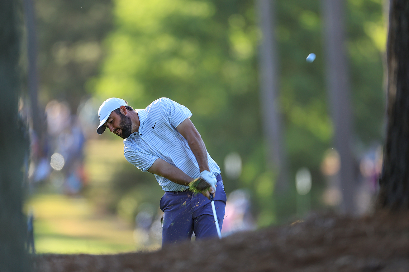 Scottie Scheffler rode his luck to end a roller-coaster third day top of the Masters leaderboard. 