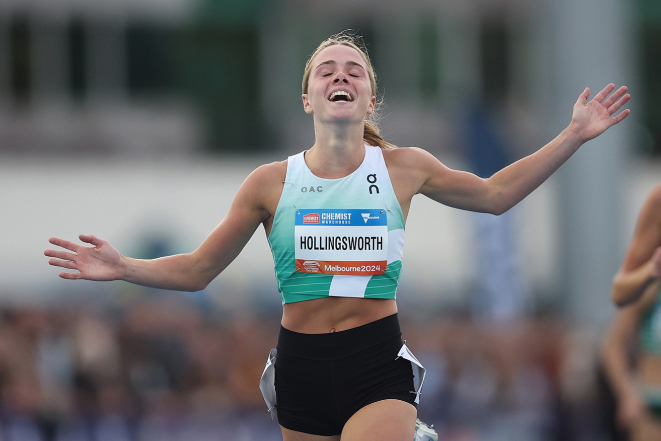 Claudia Hollingsworth, pictured in February, has stormed home to win the 800m title at the national championships on Sunday. 