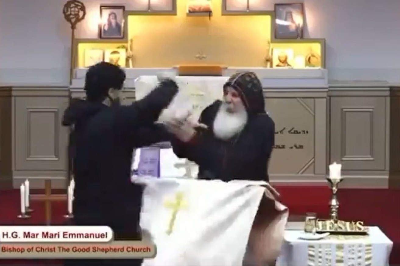 The alleged attack occurred during a live-streamed church service.