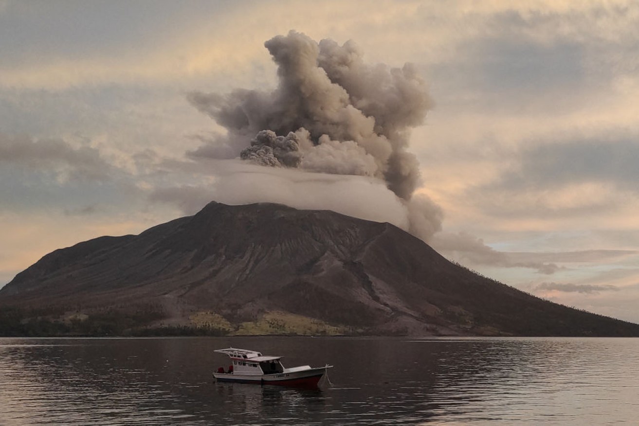 Mount Ruang volcano erupts in Sitaro, North Sulawesi, on April 19, 2024. 