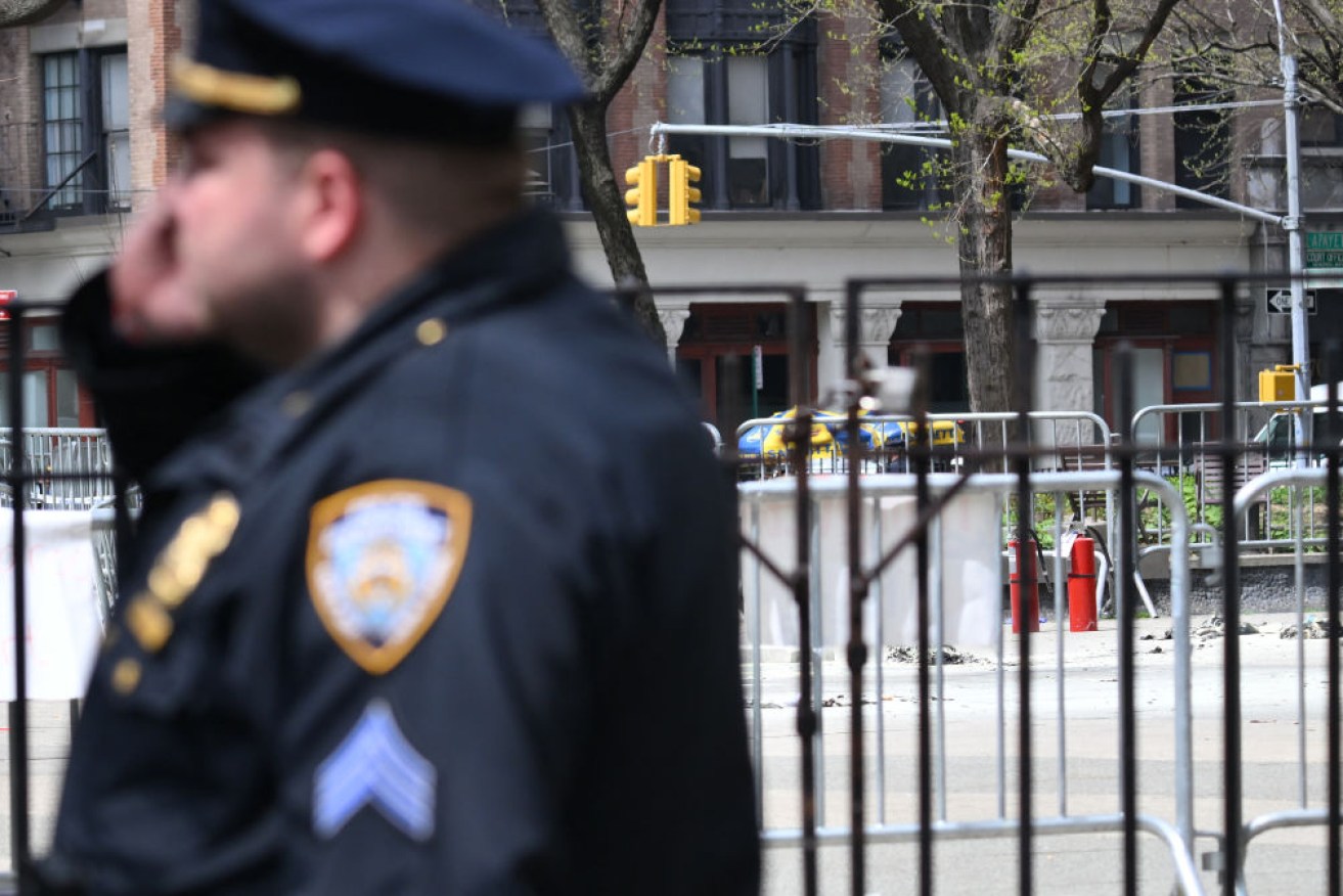 A man was on fire outside the Manhattan Criminal Court in New York City.