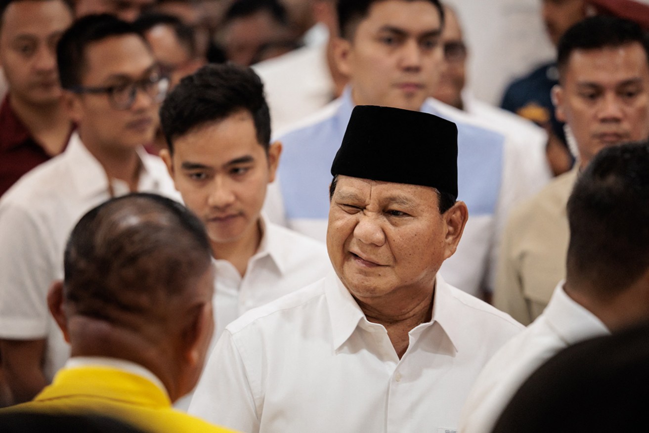 Indonesia's President-elect Prabowo Subianto winks after the plenary meeting of the General Elections Commission (KPU) in Jakarta on Wednesday.