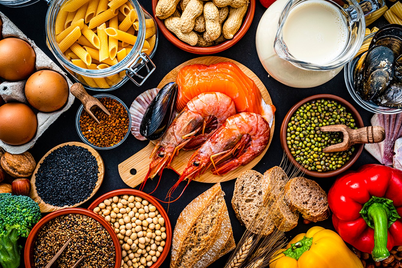 The most common food allergens include fish, crustaceans mussels, peanut, eggs, milk soy products, bee pollen, nuts, wheat and derivates and sesame. 