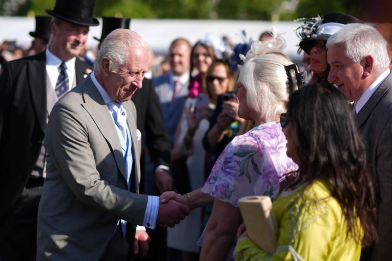 King appears in good spirits at garden party
