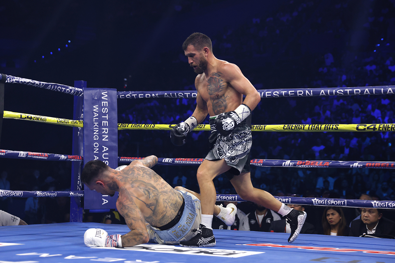 George Kambosos Jr has been beaten by Vasiliy Lomachenko through an 11th-round TKO on Sunday.