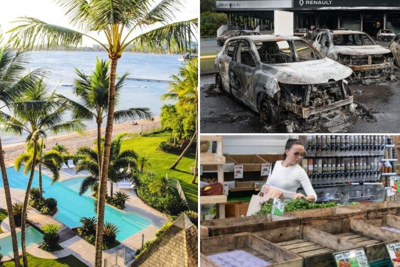 Australians are trapped at a resort in New Caledonia as riots continue. 