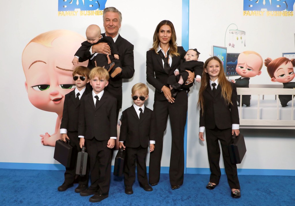 Alec Baldwin, Hilaria Baldwin and their children (L-R) Rafael Baldwin, Eduardo Baldwin, Leonardo Baldwin, Romeo Baldwin, Lucia Baldwin and Carmen Baldwin