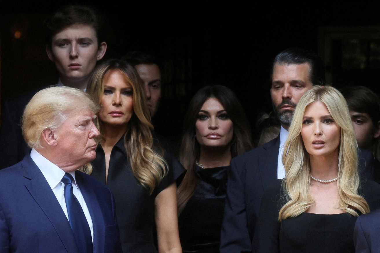 Melania [second left] and Ivanka [far right] after the funeral of Ivana Trump, socialite and Trump's first wife, in New York City, in 2022.