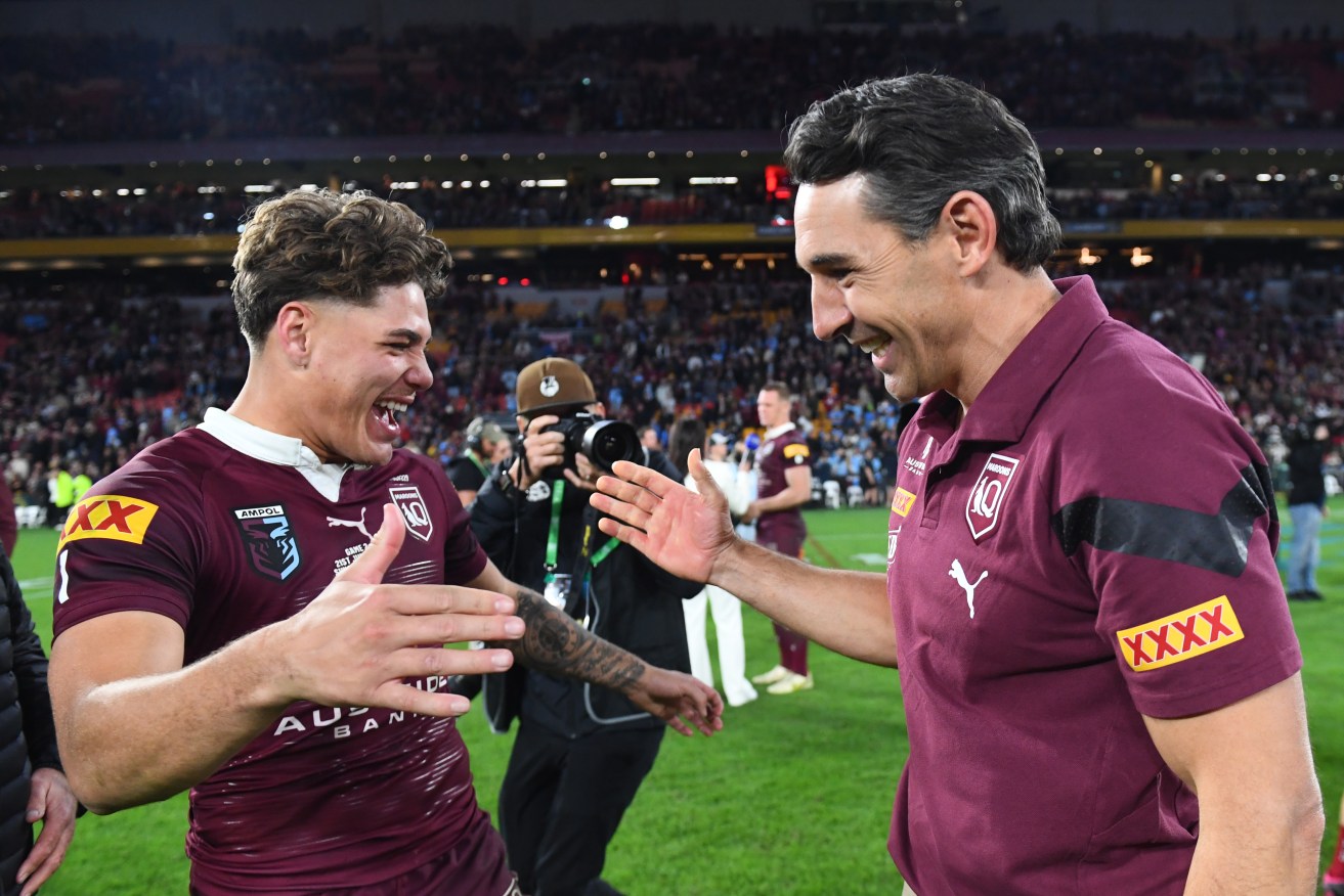 Queensland coach Billy Slater (R) is set to welcome fullback Reece Walsh (L) back into camp.