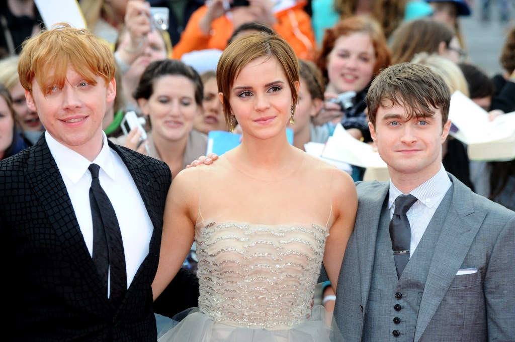 Pictured are Harry Potter stars Actor Rupert Grint, Emma Watson and Daniel Radcliffe