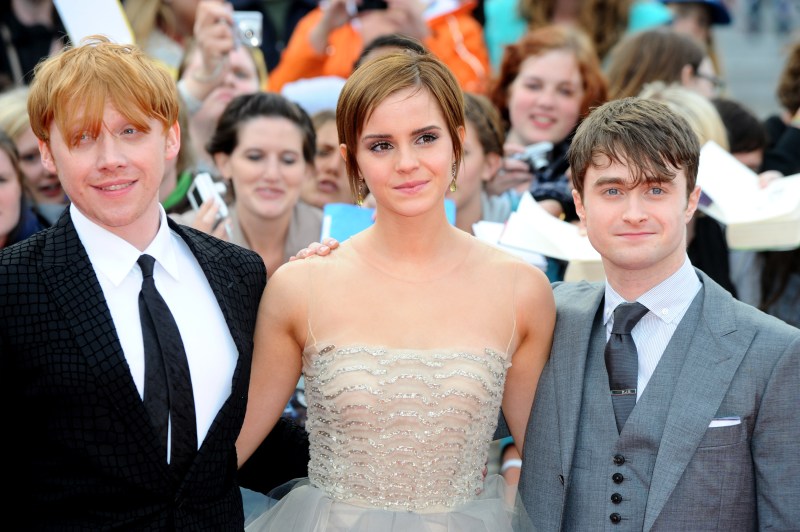 Pictured are Harry Potter stars Actor Rupert Grint, Emma Watson and Daniel Radcliffe