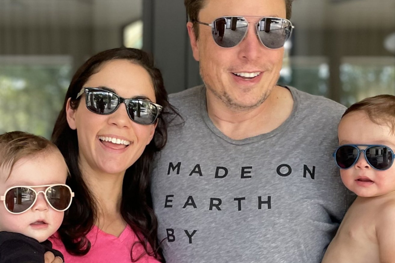 Elon Musk and Shivon Zilis with their twins in a photo posted to social media in September 2023.