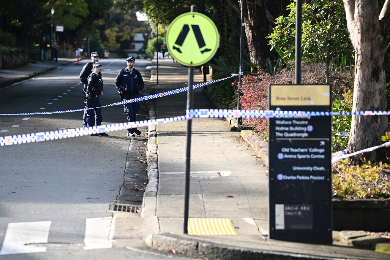 A teenage boy has been arrested after allegedly stabbing a man on the University of Sydney campus.